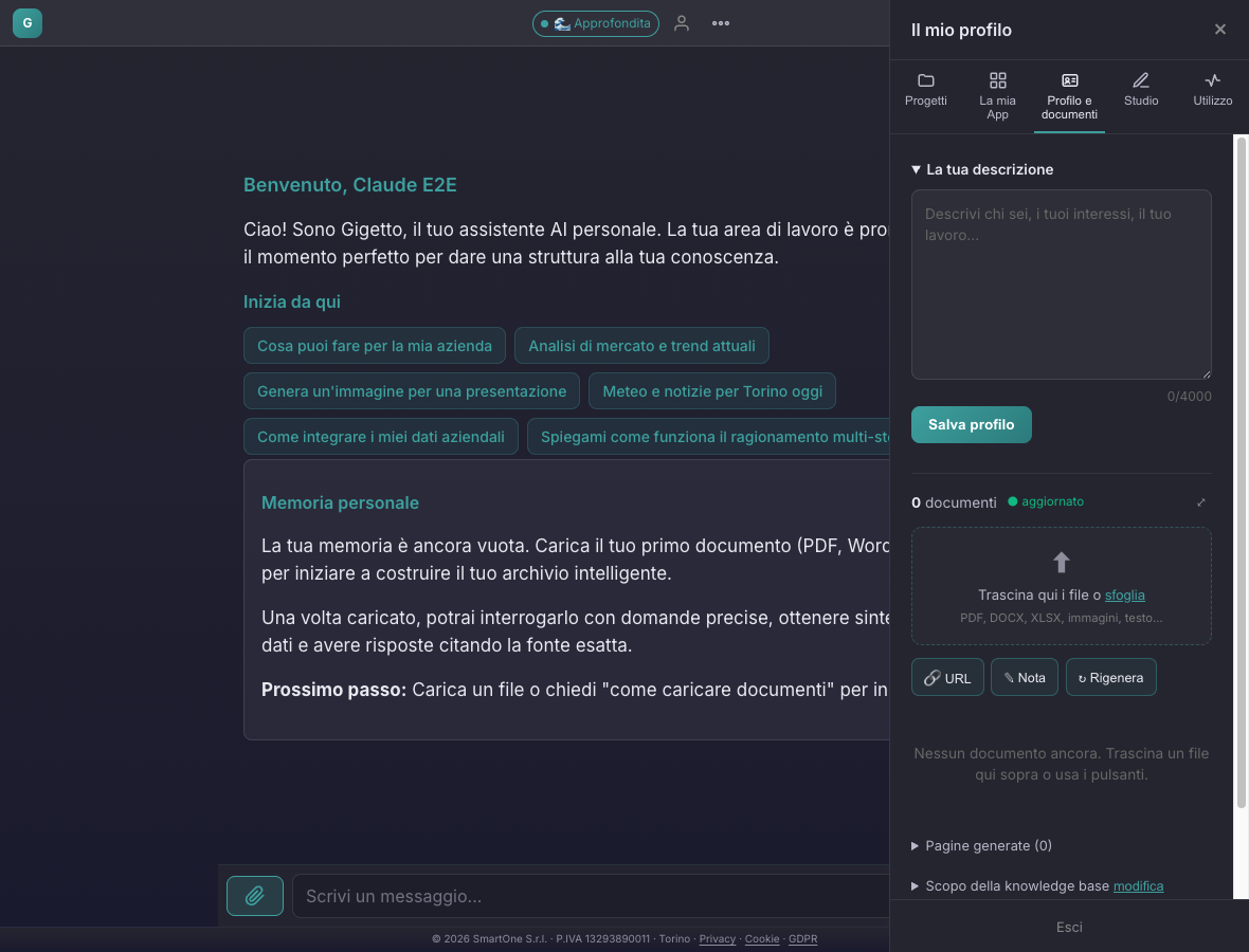 Sezione Il mio wiki con i documenti personali